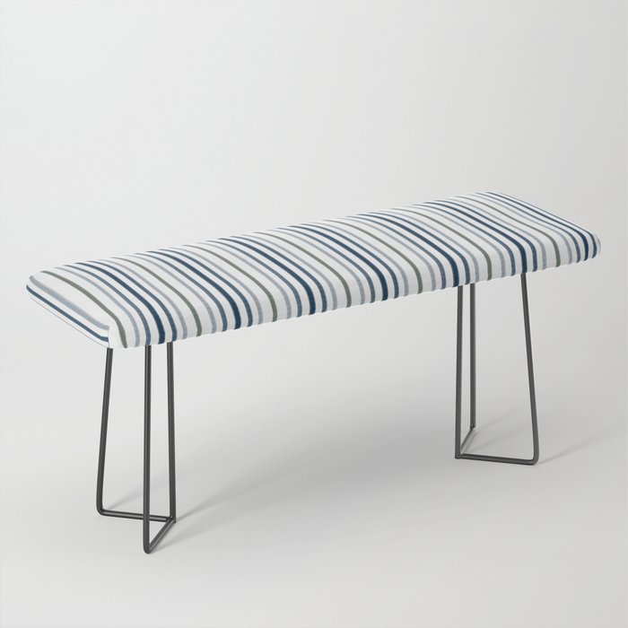 Navy Blue and Sage Green Thin Stripes Bench Gallery Image 1