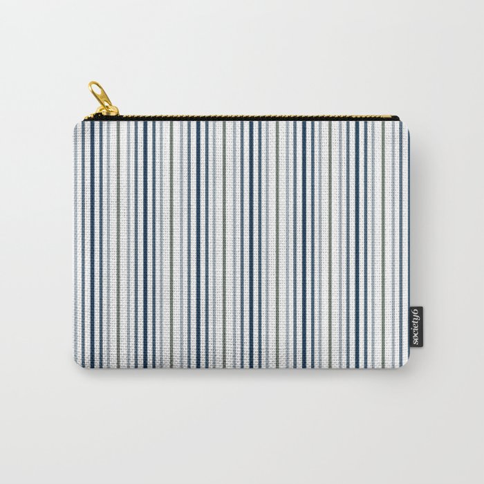 Navy Blue and Sage Green Thin Stripes Carry All Pouch Gallery Image 1