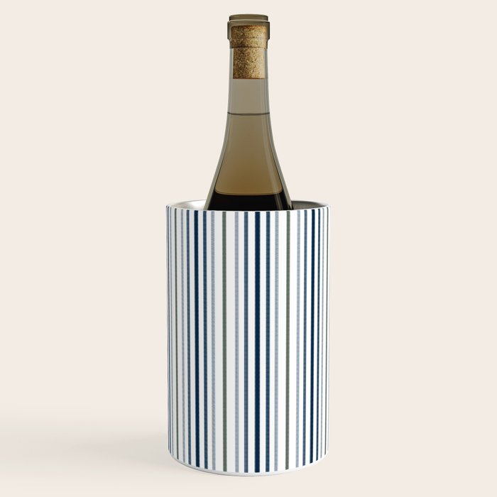 Navy Blue and Sage Green Thin Stripes Wine Chiller Gallery Image 3