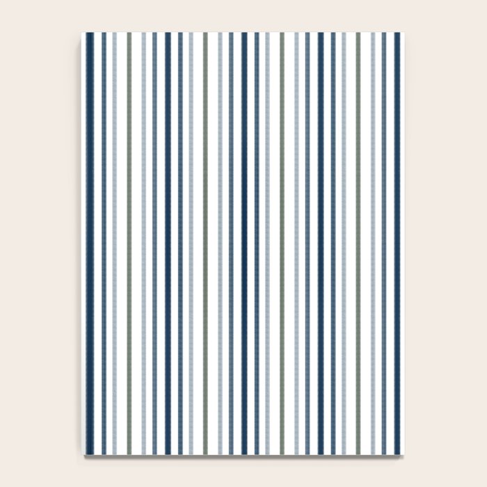 Navy Blue and Sage Green Thin Stripes Notebook Gallery Image 4