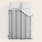Navy Blue and Sage Green Thin Stripes Duvet Cover Gallery Image 6