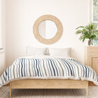 Navy Blue and Sage Green Thin Stripes Duvet Cover Gallery Image 3