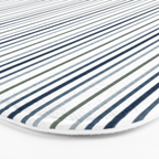 Navy Blue and Sage Green Thin Stripes Bath Mat Gallery Image 3