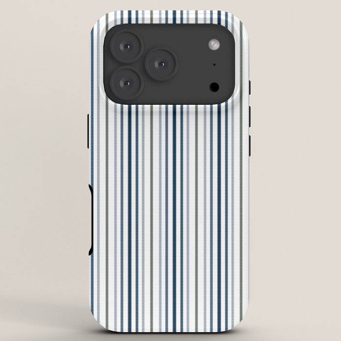 Navy Blue and Sage Green Thin Stripes iPhone Case Gallery Image 7