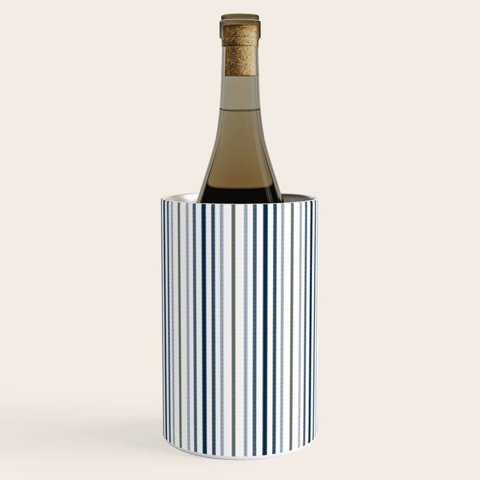 Navy Blue and Sage Green Thin Stripes Wine Chiller Gallery Image 2