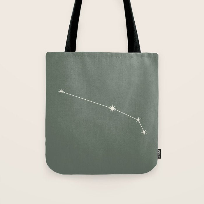 Aries Zodiac Star Constellation Line Art Sage Tote Bag Gallery Image 1