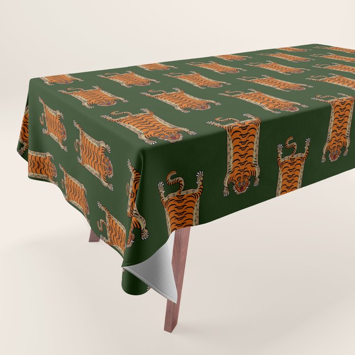 TIBETAN TIGER RUG-green Tablecloth Gallery Image 1