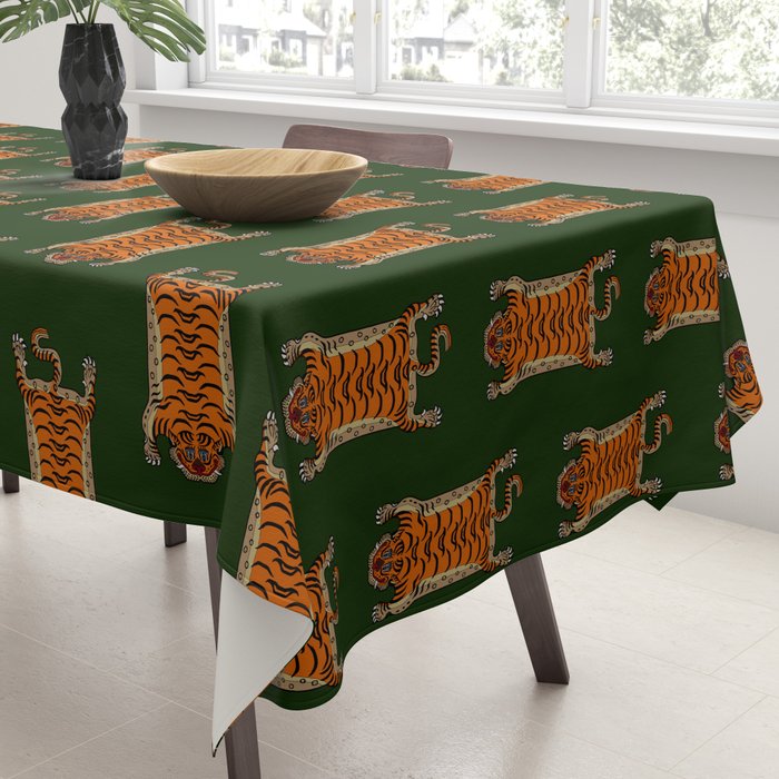 TIBETAN TIGER RUG-green Tablecloth Gallery Image 3