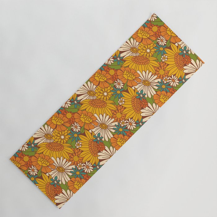 70s Retro Floral Yoga Mat Gallery Image 1