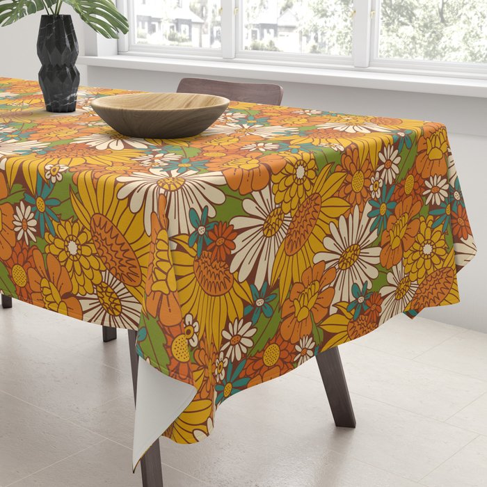 70s Retro Floral Tablecloth Gallery Image 3