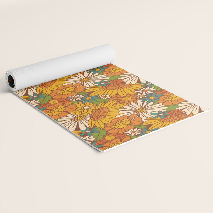 70s Retro Floral Yoga Mat Gallery Image 2