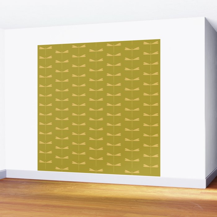 Dragonfly Pattern XV Chartreuse Green Wall Mural Gallery Image 2