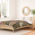 Mums and Vines Floral Mauve Olive and Rust Duvet Cover Gallery Image 2