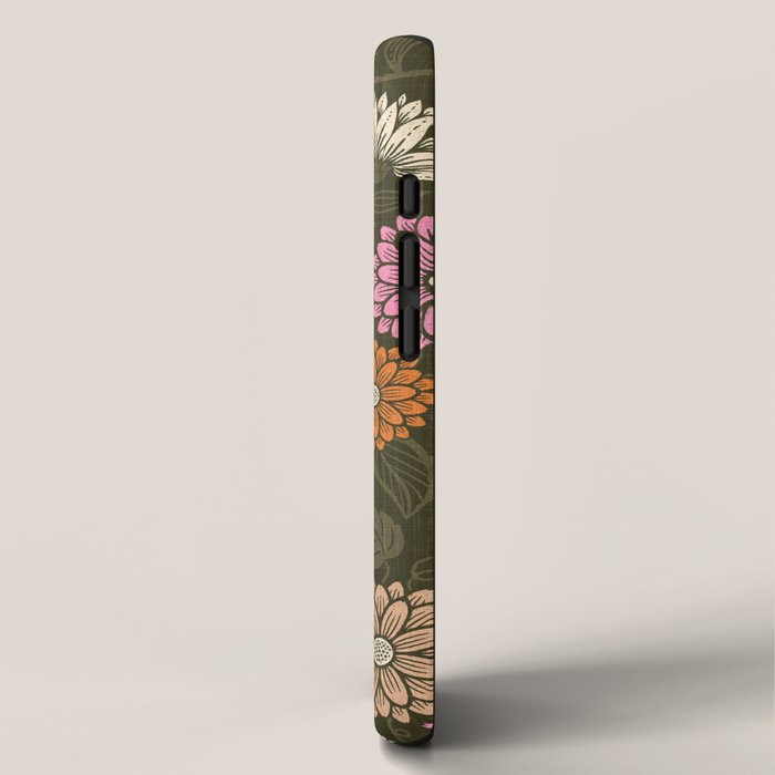 Mums and Vines Floral Mauve Olive and Rust iPhone Case Gallery Image 2