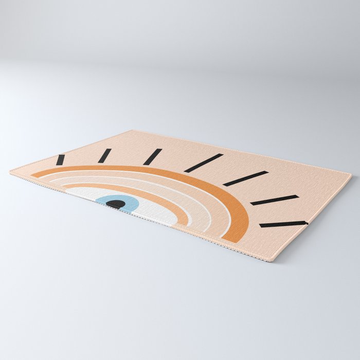 Retro evil eye - earthy Rug Gallery Image 3