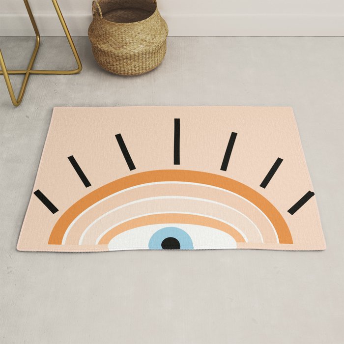 Retro evil eye - earthy Rug Gallery Image 1