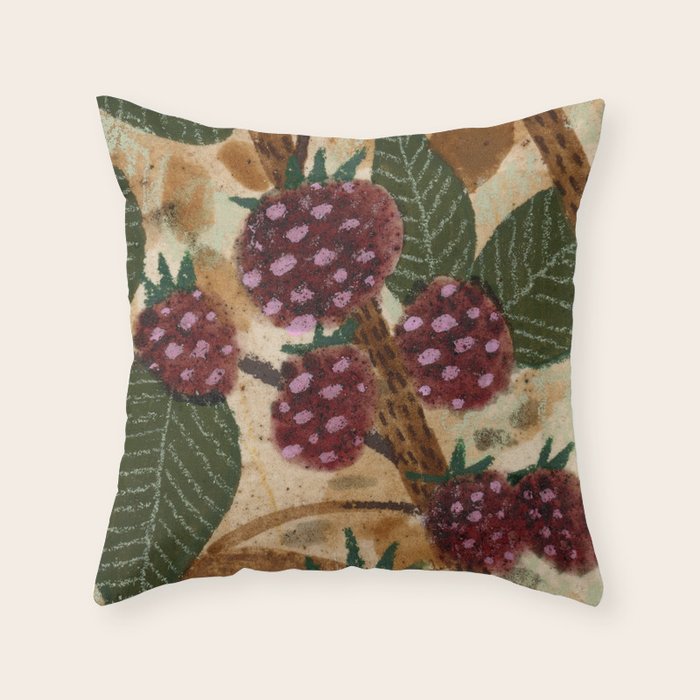In Season in Red Raspberry and Forest Green Throw Pillow Gallery Image 6