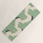 Japanese Cranes on Sage Green Background Yoga Mat Gallery Image 1