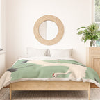 Japanese Cranes on Sage Green Background Duvet Cover Gallery Image 3