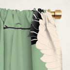 Japanese Cranes on Sage Green Background Window Curtain Gallery Image 2