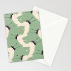 Japanese Cranes on Sage Green Background Stationery Card Gallery Image 2