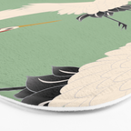 Japanese Cranes on Sage Green Background Bath Mat Gallery Image 3