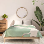 Japanese Cranes on Sage Green Background Comforter Gallery Image 3