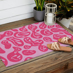 Hot Pink Dripping Smiley Outdoor Rug Gallery Image 2