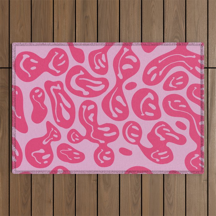Hot Pink Dripping Smiley Outdoor Rug Gallery Image 1
