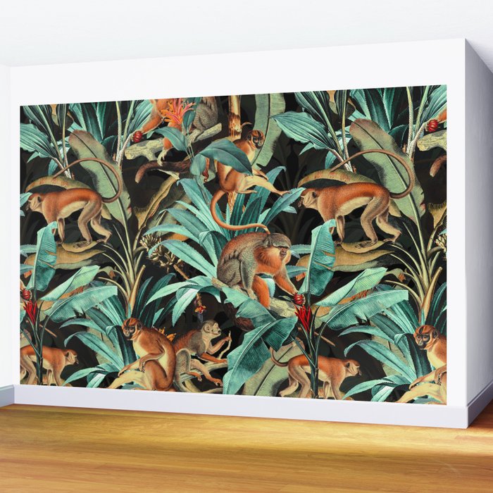 Monkey Tropical Jungle Wall Mural Gallery Image 2