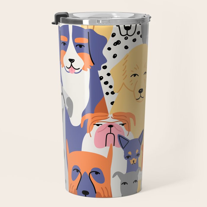 Funny dog animal pet cartoon crowd texture Travel Mug Gallery Image 3