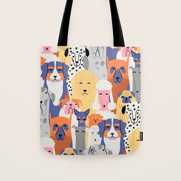 Funny dog animal pet cartoon crowd texture Tote Bag Gallery Image 1