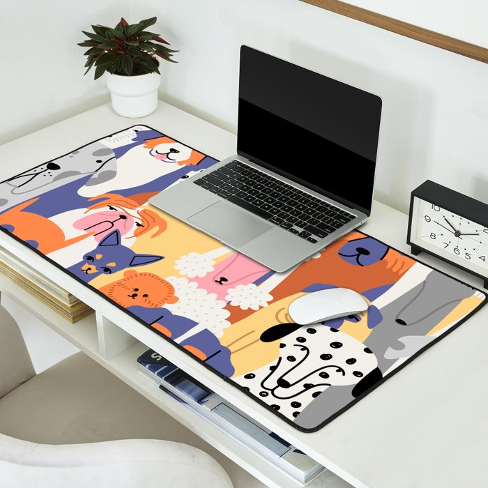 Funny dog animal pet cartoon crowd texture Desk Mat Gallery Image 2