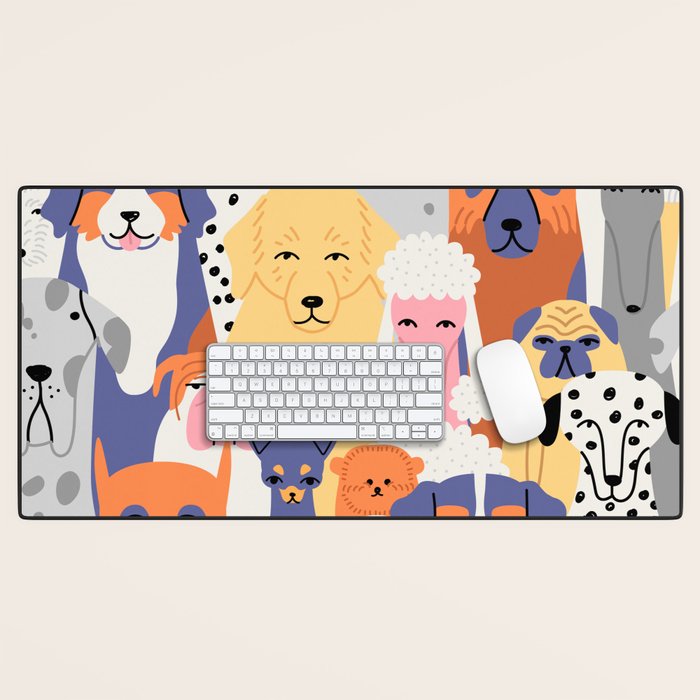 Funny dog animal pet cartoon crowd texture Desk Mat Gallery Image 1