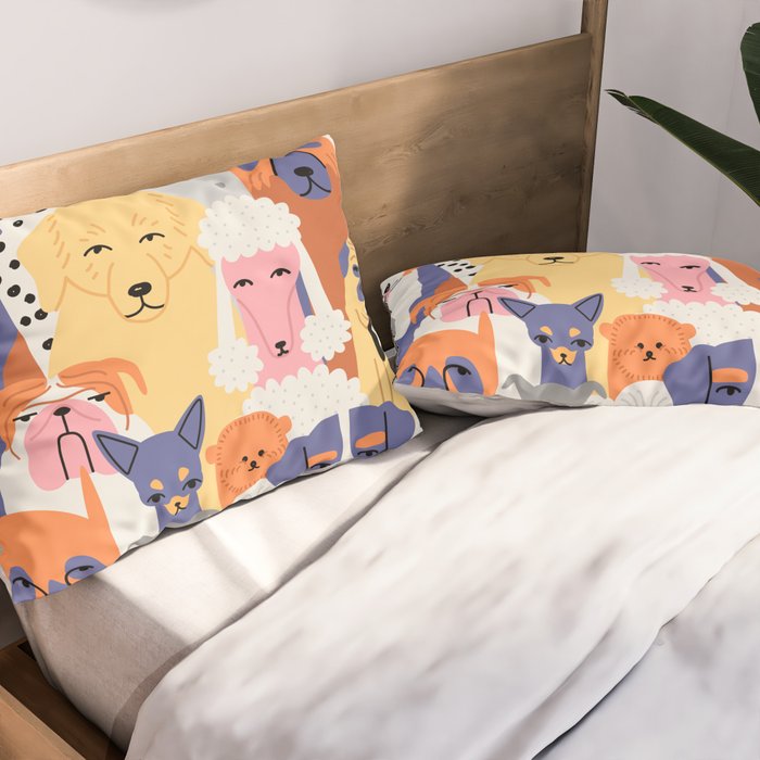 Funny dog animal pet cartoon crowd texture Pillow Sham Gallery Image 2
