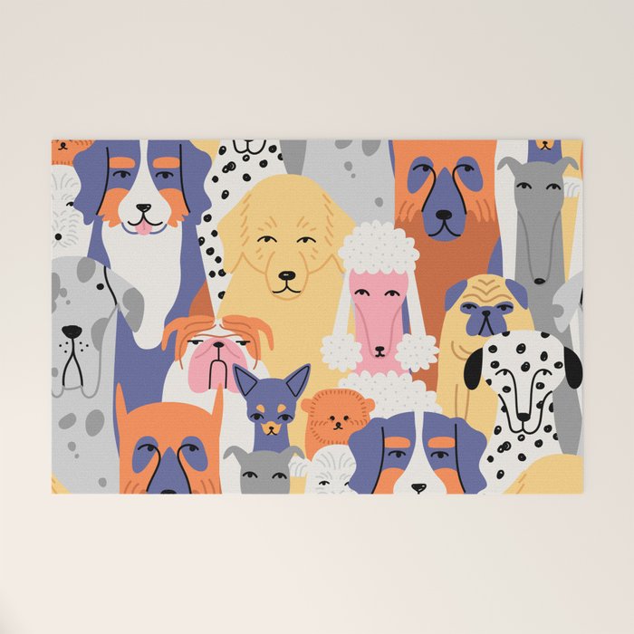 Funny dog animal pet cartoon crowd texture Welcome Mat Gallery Image 1