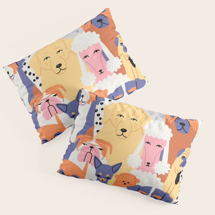 Funny dog animal pet cartoon crowd texture Pillow Sham Gallery Image 1