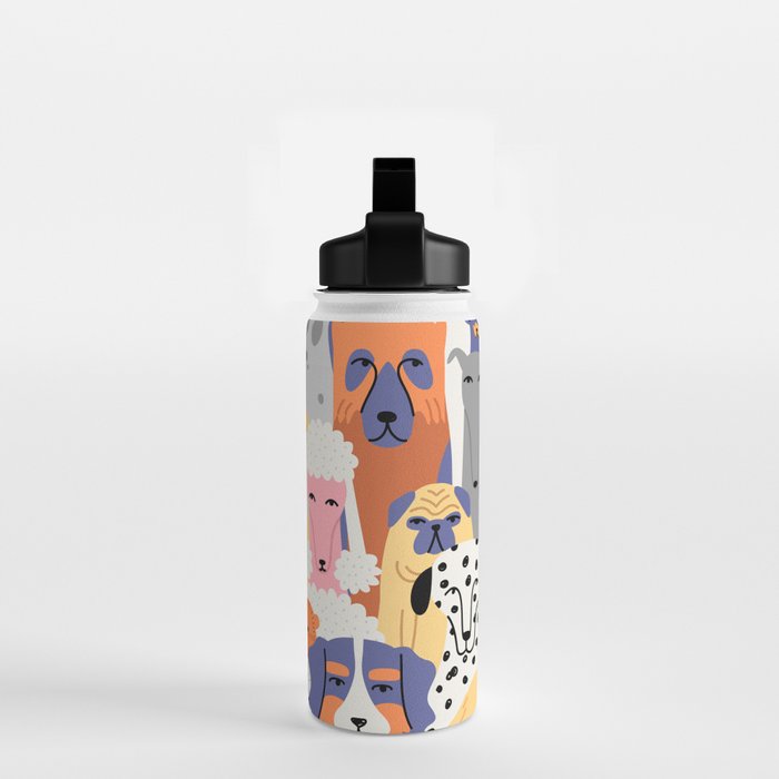 Funny dog animal pet cartoon crowd texture Water Bottle Gallery Image 2