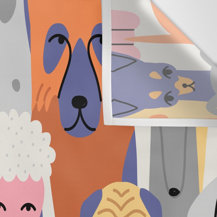 Funny dog animal pet cartoon crowd texture Wall Tapestry Gallery Image 3