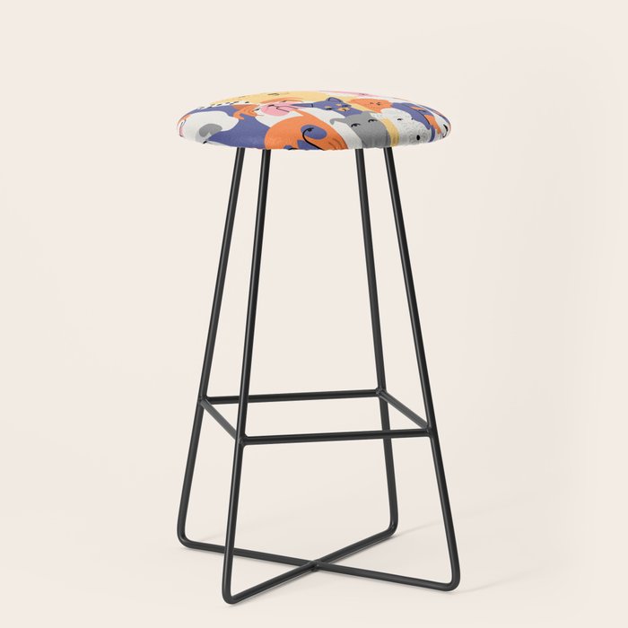 Funny dog animal pet cartoon crowd texture Stool Gallery Image 1