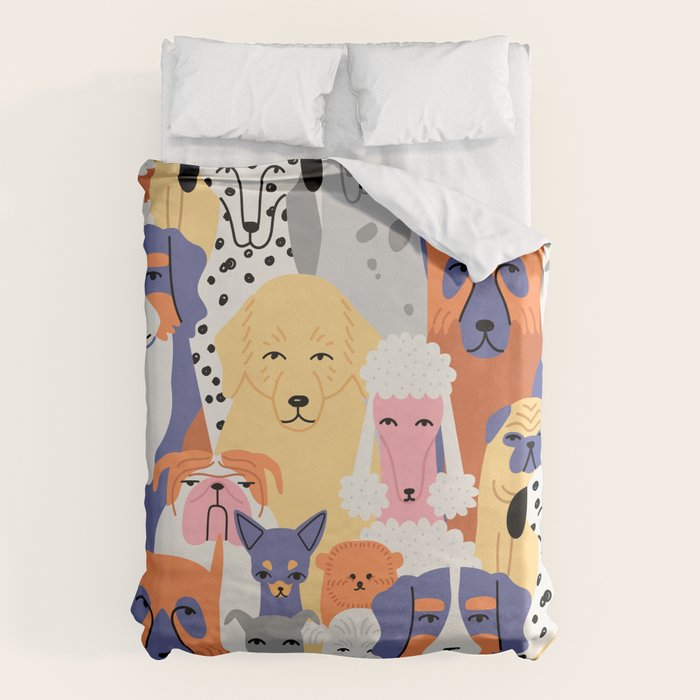 Funny dog animal pet cartoon crowd texture Duvet Cover Gallery Image 1