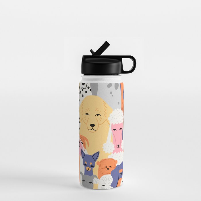 Funny dog animal pet cartoon crowd texture Water Bottle Gallery Image 1
