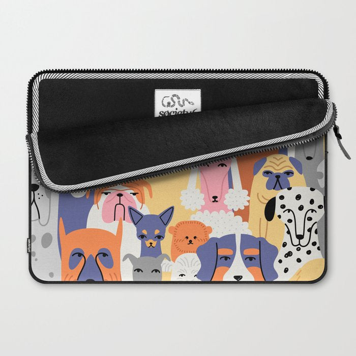 Funny dog animal pet cartoon crowd texture Laptop Sleeve Gallery Image 2