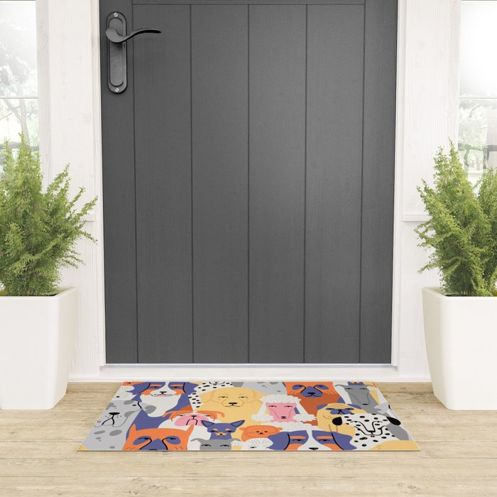 Funny dog animal pet cartoon crowd texture Welcome Mat Gallery Image 3