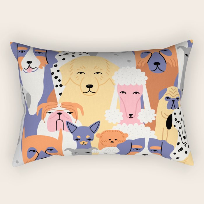 Funny dog animal pet cartoon crowd texture Rectangular Pillow Gallery Image 1