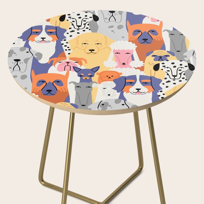 Funny dog animal pet cartoon crowd texture Side Table Gallery Image 2