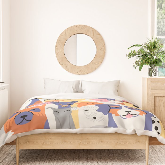 Funny dog animal pet cartoon crowd texture Duvet Cover Gallery Image 3