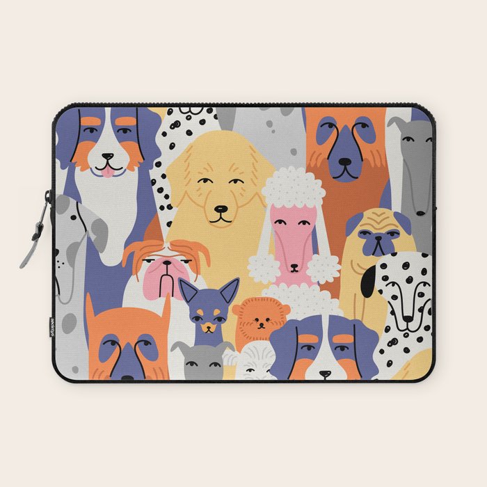 Funny dog animal pet cartoon crowd texture Laptop Sleeve Gallery Image 1