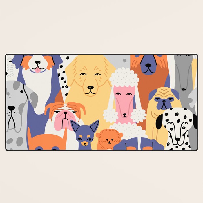 Funny dog animal pet cartoon crowd texture Desk Mat Gallery Image 3