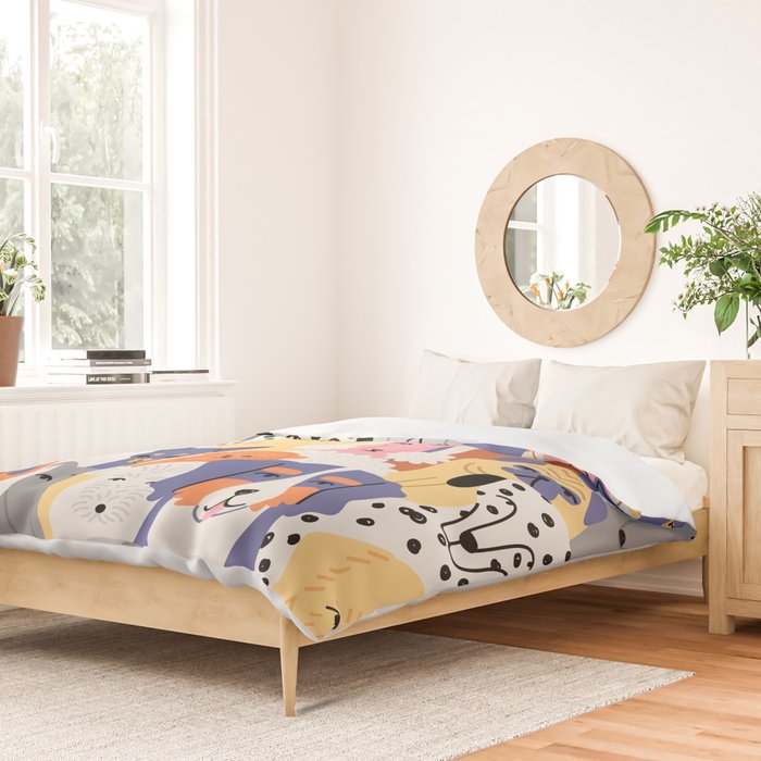 Funny dog animal pet cartoon crowd texture Duvet Cover Gallery Image 2